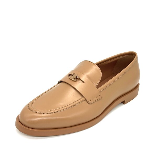 CHANEL 24P Calfskin Leather CC Logo Penny Loafers Moccasins Flat Shoes - Picture 1 of 15